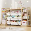 HOMETUK Kids Toy Storage Organizer with Bookshelf, 6 Shelves 9 Bins