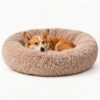 Homeuslynn Calming Donut Dog and Cat Bed, Anti-Anxiety Round Soft Fluffy Plush Faux Fur Washable Anti-Slip Pet Bed 28in & 20in