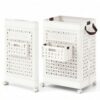HOMGX 75L Collapsible Laundry Basket, Plastic Rolling Laundry Hamper with Wheels & Handles Large Foldable Dirty Clothes Storage Organizer for Bathroom Bedroom Dorm Laundry Room, White