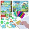 homicozy Art & Craft Activity for Kids-Foil Fun Dinosaur,No Mess Art Crafts for Girls,DIY Foil Foam Stickers,Creative Activity Kits,Kids Travel Toys,Gifts for Girls & Boys Ages 4-10