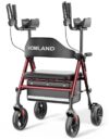 HOMLAND Upright Walkers for Seniors, Stand Up Rollator Walker with Adjustable Padded Armsupport & Seat, 8" All Terrain Foldable Rolling Walker, Easy Assembly