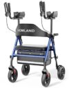 HOMLAND Upright Walkers for Seniors, Stand Up Rollator Walker with Adjustable Padded Armsupport & Seat, 8" All Terrain Foldable Rolling Walker, Easy Assembly
