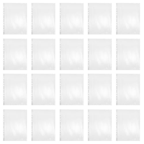 Homoyoyo 100pcs Heavy Duty Plastic Sheet Protectors for 11 Ring Binder, A4 Size Binder Sleeves Premium Clarity and Lightweight Design for Documents, Photo Paper, School and Home Use