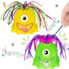HOMQYTE Fidget Toys Hair Pulling Stress Relief Toys with LED Light Differernt Screams Novelty Screaming Monster for Adults Teens Autism (Green&Yellow, 2P)
