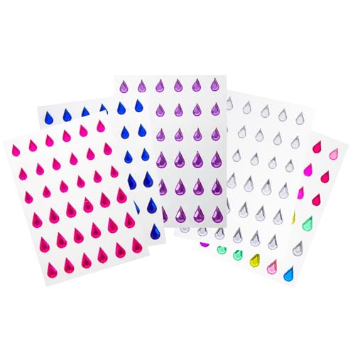 HOMSFOU 5 Sheets Self Adhesive Rhinestone Stickers for Bags and Clothes, Firm and Strong Face Jewels for Handmade DIY Projects and Performance, Fun Crystal Gems Decals for Random Color