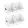 Homsorout Fabric Closet Storage Cubes - 4 Pack Square Storage Bins with Dual Handles for Clothes, Towels, Toys, Cube Storage Organizers for Bedroom, Nursery, Shelves, Closet, Small Spaces, White