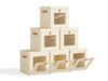 Homsorout Storage Bins with Lids - 6 Pack Front Opening Storage Bins with Clear Window & Handles, Collapsible Stackable Cube Organizer Boxes for Closets, Offices, Dorm Rooms, RV, Beige