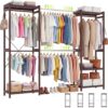 Homykic 74"-88" Expandable Bamboo Clothing Rack with 5 Hang Rods & Shelves