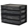HOMZ 2-Pack 2-Drawer Storage Cart, Plastic Drawers with Smoke Tint, 15" Wide Body, Black Frame - Organizing Drawer Containers for Home, Bathroom, Bedroom, Office, and Classroom