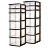 HOMZ 2-Pack Drawer Tower, 6-Tier Clear Plastic Storage Organizer Cart, Black Frame - Organizing Containers for Home, Office, Bathroom, Bedroom, and Classroom