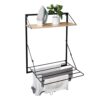 Honey-Can-Do Wall-Mount or Over-The-Door Compact Collapsible Drying Rack with Extra Shelf, Black & Oak