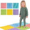 HONEY JOY 6 PCS Tactile Sensory Mats for Kids & Adults, Interlocking Puzzle Floor Tiles with Rich Colors & Embossed Nature Patterns, Soft Massage Textured Mats for Children with Autism