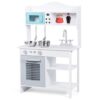 HONEY JOY Kids Kitchen Playset, Toddlers Wooden Play Kitchen Set w/Microwave, Sink, Stove & Oven, Cookware Utensils, Large Storage Shelf, Little Chef Pretend Play Toy Kitchen Set for Boy Girl Age 3+