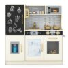 HONEY JOY Kids Kitchen Playset, Wooden Little Chef Pretend Toy Kitchen Set w/Chalkboard, Telephone, Utensils, Oven, Microwave, Sink, Storage, Play Kitchen for Toddlers Boys Girls, Cream