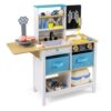 HONEY JOY Kids Wooden Doctor Play Set, 2 In 1 Checkup Medical Office Center & Vet Clinic Station, Chalkboard, Pet Scale & Medical Kit, X-Ray, Toddler Pretend Hospital Playset Kit for Boys Girls (Blue)
