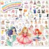 Hongma Fairy Tale Glitter Stickers with Glitter Effect, 6 Pieces, Over 150 Motif, Glitter Stickers, Fairy Stickers, Holographic Stickers for Children, Girls, Scrapbooking, Photo Album, Gifts (Not