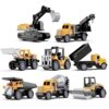 HONGTUO Alloy Mini Construction Vehicles, 8Pcs Die-cast Construction Toys Set, Excavators Mixer Truck Bulldozers Forklift Dump Truck, Pull Back Car Toys for Toddlers Kids Boys & Girls