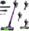 Honki Cordless Vacuum Cleaner, 80kpa Stick Cordless Vacuum, Vacuum with LED Display for Hard Floors (Purple)