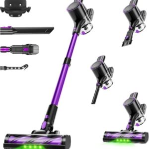 Honki Cordless Vacuum Cleaner, 80kpa Stick Cordless Vacuum, Vacuum with LED Display for Hard Floors (Purple)