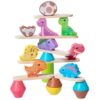 HONMEET Wooden Dinosaur Stacking Balance, Orange Animal Shape Blocks that Hand-Eye Coordination and Develop Imagination, for Play with Parents or Classmates