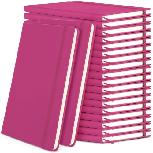 Honoson 20 Pack A5 Lined Journal Notebooks Hardcover Executive Notebook 5.5" x 8.3" PU Leather Wide Ruled Journals Bulk 160 Pages for Back to School Supplies Office Business Home (Rose Red)