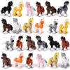 Honoson 24 Pcs 3D Printed Multicolor Horse Fidget 3D Printed Small Animal Flexible Cute Articulating Pet Stress Relief Fidget for Home Decoration and Display