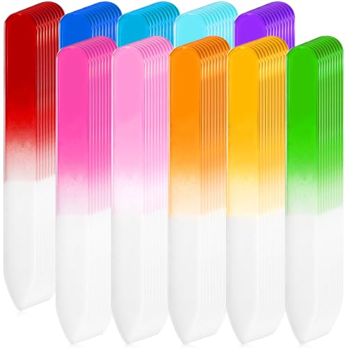 Honoson 36 Pcs Crystal Glass Nail Files Czech Glass Fingernail Files Professional Manicure Tool for Natural Nails, Gradient Rainbow Color Buffer Nail Care for Salon Gift, 9 x 1 x 0.3 cm
