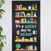 Honoson 50 Pcs Read Book Theme Classroom Door Decor Bulletin Board Set It's a Great Day to Read! Door Decor Back to School Cutout for Educational Activities