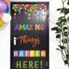 Honoson Amazing Things Happen Here Classroom Door Decor Bulletin Board Set Motivational Door Decor Inspirational Welcome Cutout for Classroom Back to School Educational Learning Activities