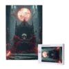 Honozo Gothic Skull Throne with Red Blooms 1000 Piece Wooden Jigsaw Puzzle, Dark Macabre Art, Ideal Home Decor