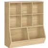 HOOBRO Kids Bookshelf, Toy Storage Organizer, Toy Organizers and Storage with 8 Cubicles, Bookcase Footboard, Bookshelf for Kids Room, for Playroom, Bedroom, Nursery, School, Natural NL35CW01G1