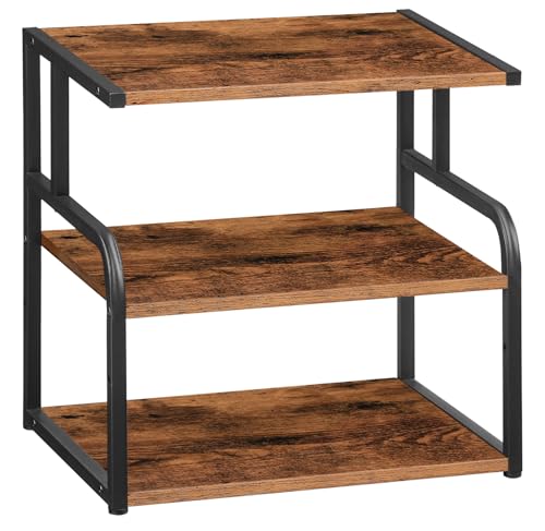 HOOBRO Printer Stand, 3-Tier Desktop Printer Table, Under Desk Printer Storage Office Organizer, Storage Rack with Adjustable Shelf, for Home Office, Kitchen, Living Room, Rustic Brown BF06PS01