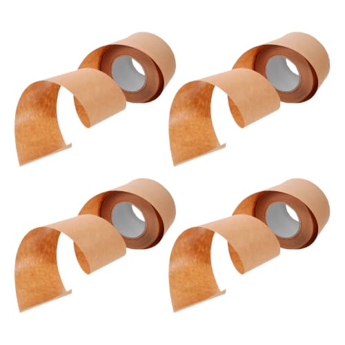 HOODANCOS 4 Rolls Kraft Paper Packing Tape 2 Inch X 3 Yards Strong Adhesion and Easy to Tear for Sealing Storage Boxes and Carton Boxes in Warehouse Operations and Long-Distance Transit