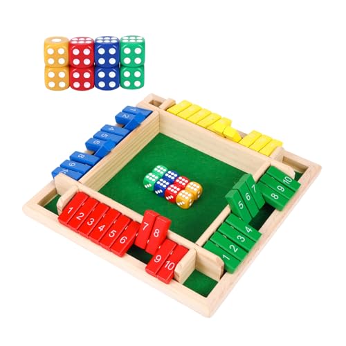 Hoohnnaa Shut The Box Game, Family Games for Adults, Classics Tabletop Math Skills Board Game, 2-4 Player Wood Board Shut The Box Dice Dame for Family Night Home Party and Pub
