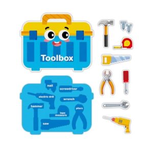 HOOJOJO Felt Matching Games Set Montessori Games Sorting and Matching Activities Suitcase Vegetable Basket Toolbox Medicine Box School Bag Theme (Tool Box Theme)