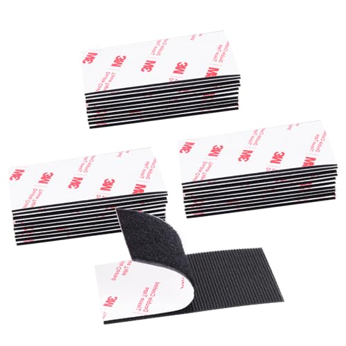 Hook and Loop Tape 2in x 4in 30 Pairs, Mounting Tape Heavy Duty Adhesion, Slef Adhesive Interlocking Strip, Back Adhesive Mounting Strips, Reclosable Sticky Back, Double Sided Carpet & Rug Fixation