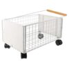 HOOTNEE Metal Library Book Cart on Wheels with Heavy Duty Load Capacity and Swivel Wheels, High Sided Basket and Pull Rod for Secure Storage of Stationery and Daily Essentials in Home