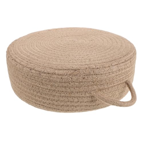 HOOWIFFY Japanese Tatami Floor Cushion Made of Natural Beige Rope with Tightly Woven Construction and Shape Retention, for Meditation and Tea Ceremonies, 11.8x4 Inch Sitting Mat