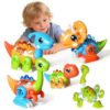 HOPANDOS Assembly Dinosaur Toy Set for Kids Ages 3-5, Magnetic Dino Toys with Lights & Sounds, Take Apart Dinosaur Building Set, Creative STEM Educational Gift for Boys Girls