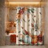 Horaldaily Fall Shower Curtain for Bathroom Farmhouse Watercolor Fall Harvest Bath Burnt Orange Curtain Set Waterproof Fabric 72x72 Inch with Hooks
