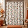 Horaldaily Fall Shower Curtain for Bathroom Watercolor Leaves Bath White Curtain Set Waterproof Fabric 72x84 Inch with Hooks