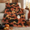 Horaldaily Halloween Flannel Blanket Throw,Black Orange Pumpkin Goblin Hallowmas Soft Fuzzy Plush Cozy Fleece Blankets for Couch Sofa Bed Decor, Ideal Gifts for Kids Adults 60x80