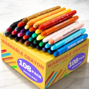 HORHIZA Twistable Silky Crayons, 3 Packs 36 Colors Washable Crayons, Non-Toxic Jumbo Art Drawing Crayon, Easy Grip Coloring Pen for Kids 3 and Up, Classroom & Birthday Gift for Boys and Girls