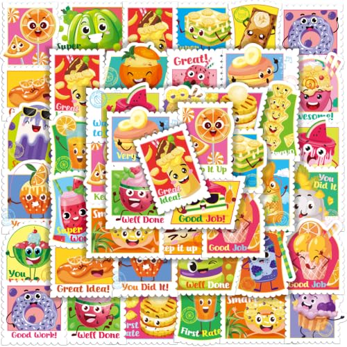 HORIECHALY Scratch and Sniff Stickers for Kids, 300 PCS Large Scented Stamp Stickers, Smelly Reward Classroom Stickers for Teachers and Students, 30 Designs, 5 Fruit Scents, Party Favors