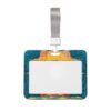 Horizontal ID Badge Holder, with Lanyard,Sunflower Colored Glass