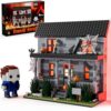 Horror Movie Figure & Haunted House Building Blocks Kits with Led Light for Halloween Decor Compatible for Lego, Collectible Decoration Building Toy, Creative Present for Fans Adults Christmas Holiday