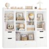 HORSTORS 48" W Kids Toy Storage Organizer, Kids Bookshelf w/Storage, White