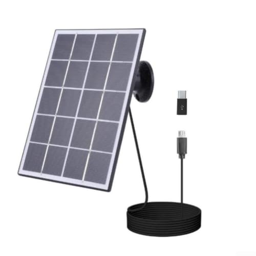 Hosrivae 5V Solar Charging Panel Compatible with for anker for eufy Ring for blink and for reolink Cameras, 3.3W Monocrystalline Charger with Cable, Type-C to USB Adapter Power Kit(Black)