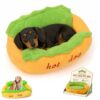 Hotdog Design Dog Bed, Washable Warm Pet Cushion, Soft, Removable Washable Pet Mat for Small Dog Cat, Cute Cozy Cat Sofa, Funny Fuzzy 26.77/22.8in for Medium Dogs(Large)