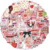 Hot Girl Stickers 100 Pcs, Pink Holographic Vinyl Decals for Water Bottle